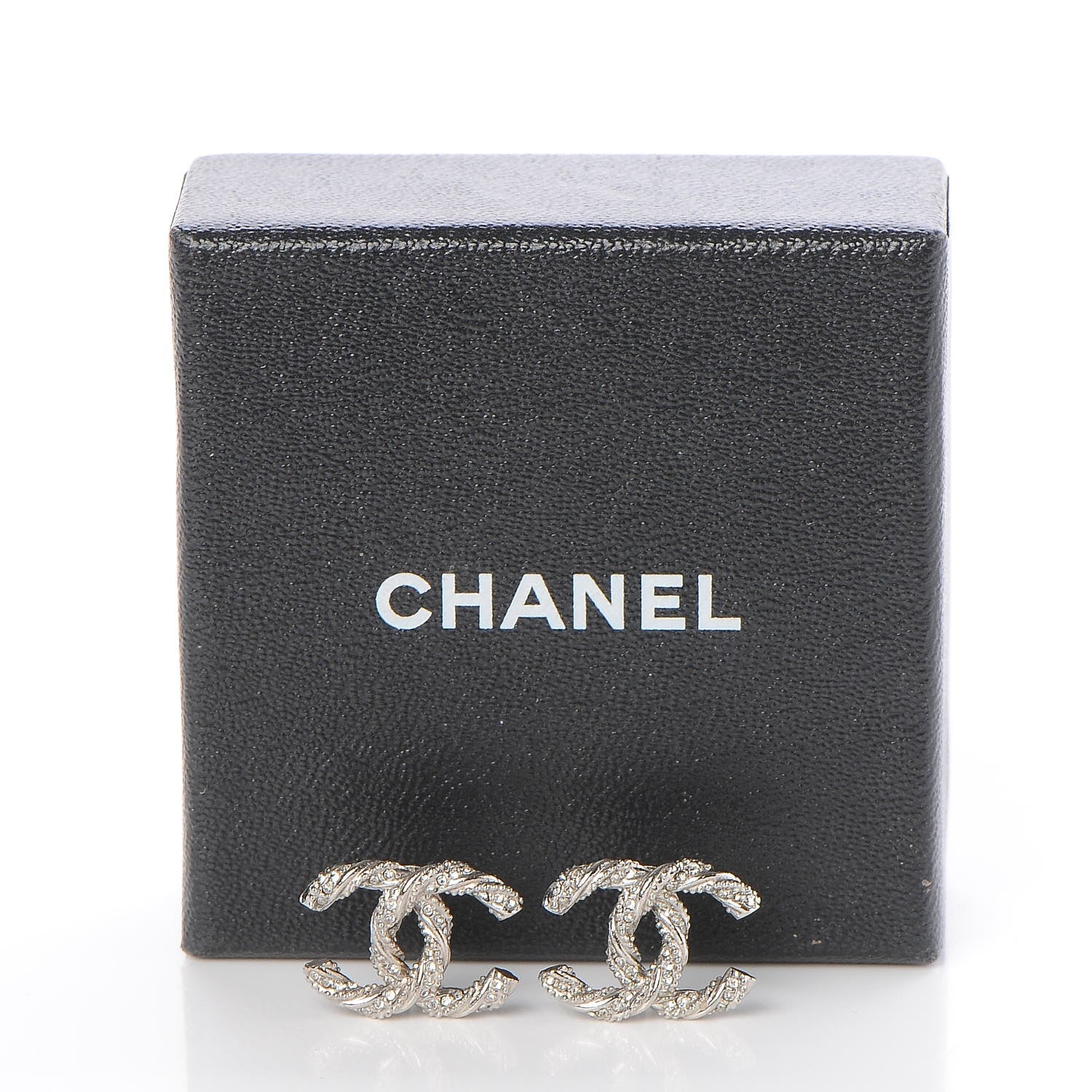 Chanel Crystal CC Twisted Earrings Silver 5 of 5