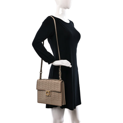 Salvatore Ferragamo Calfskin Suede Studded Aileen Shoulder Bag Beige 2 of 8
