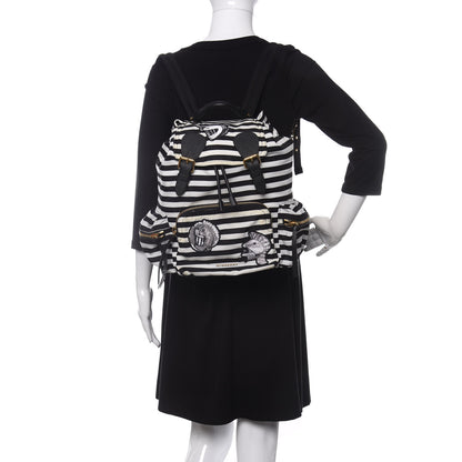 Burberry Nylon Striped Medium Rucksack Backpack Black White 2 of 13