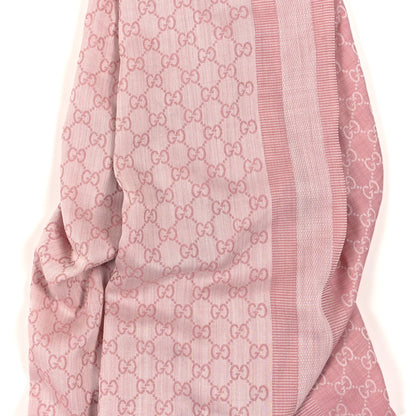 Gucci Silk GG Monogram Fringe Scarf Pink 3 of 4