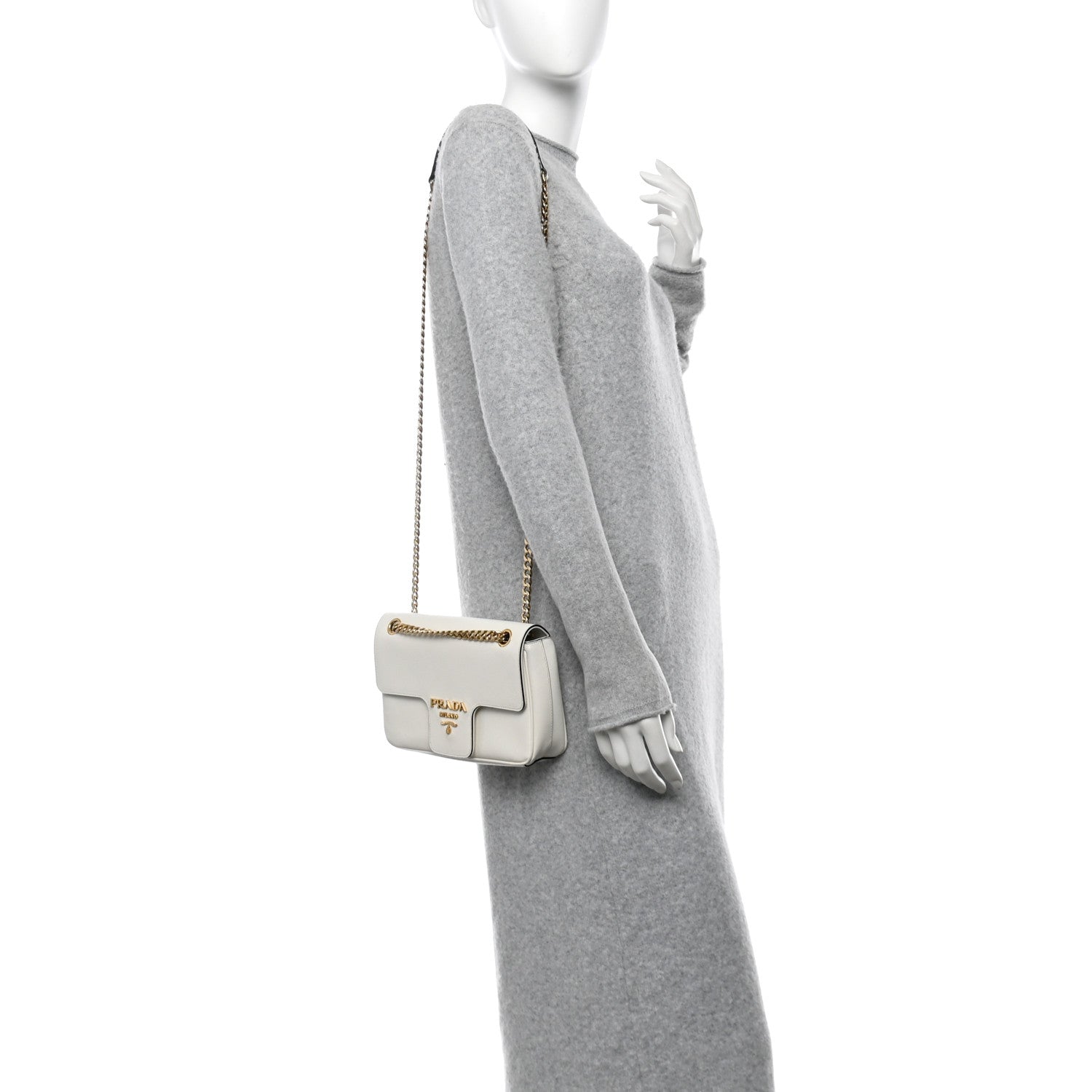 Prada Saffiano Flap Shoulder Bag White 2 of 9