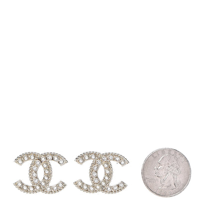 Chanel Pearl Crystal April In Paris CC Earrings Light Gold 2 of 5