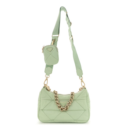 Prada Nappa Re-Nylon Triangle Quilted Patchwork System Shoulder Bag Acqua 1 of 15