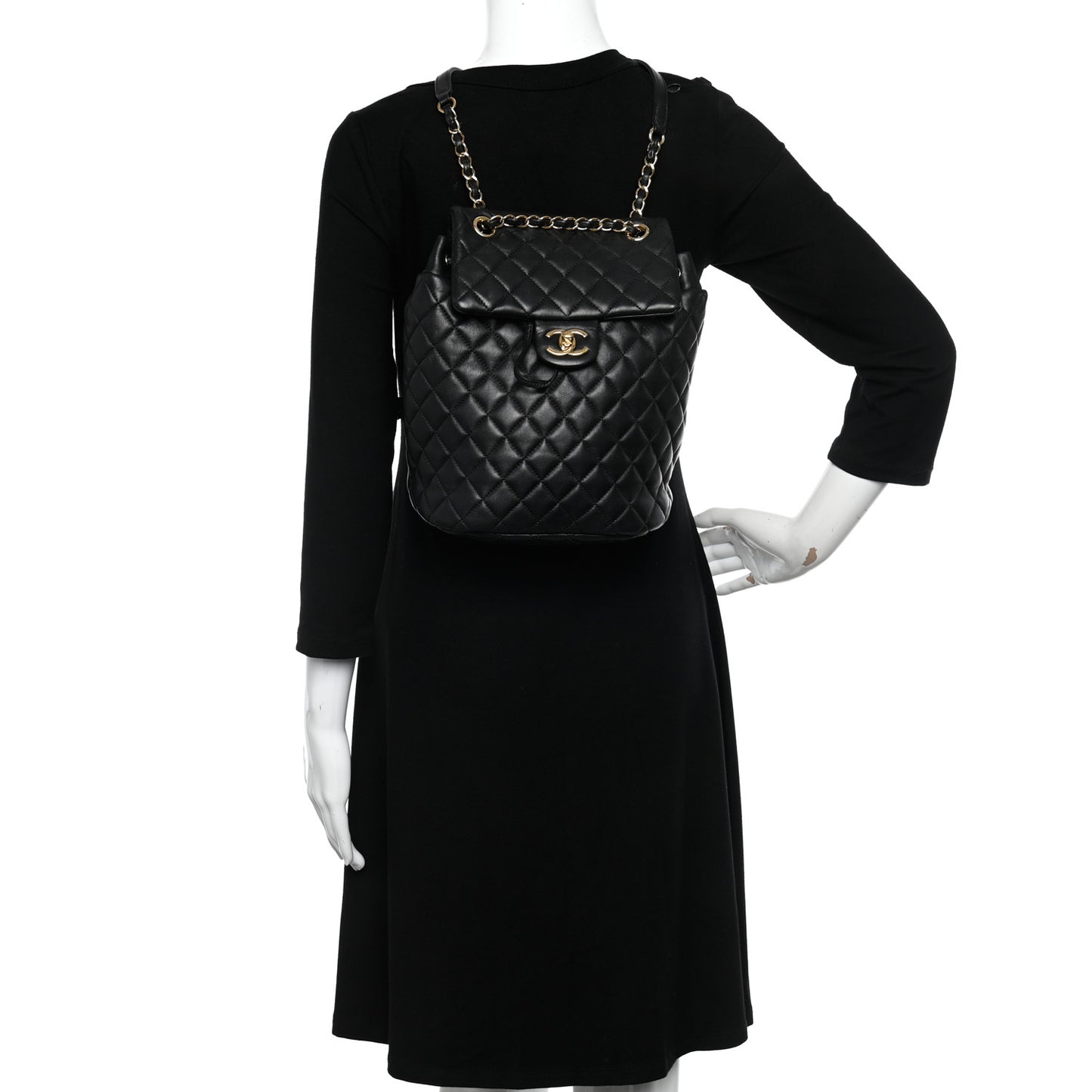 Lambskin Quilted Small Urban Spirit Backpack Black