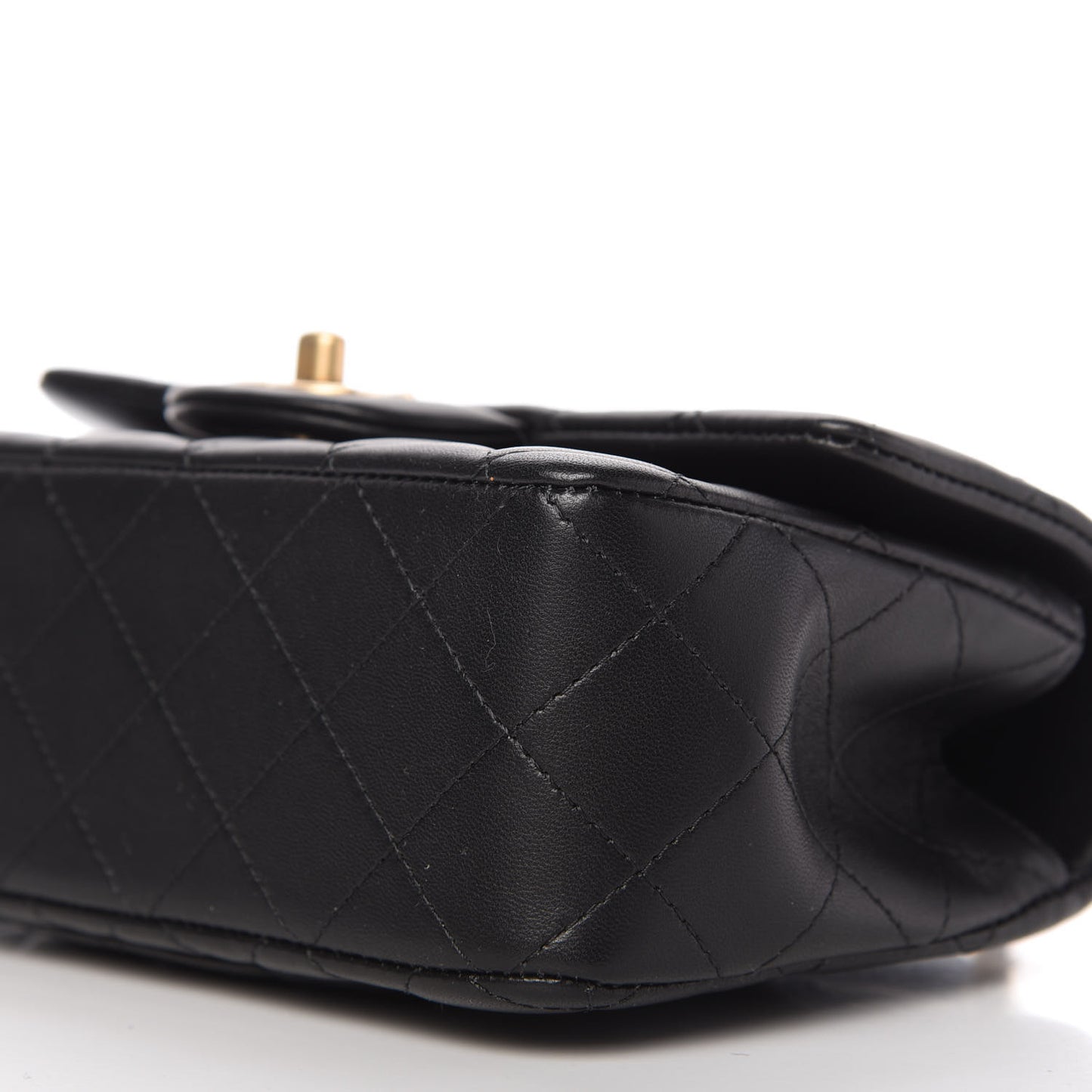 Lambskin Quilted Mini Top Handle Rectangular Flap Black