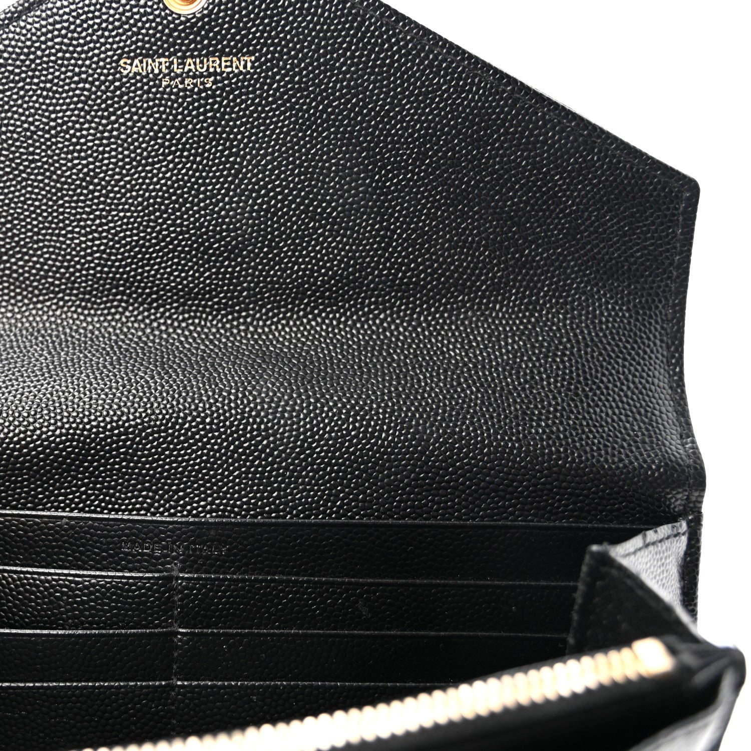 Saint Laurent Grain De Poudre Matelasse Chevron Monogram Flap Wallet Black 7 of 7