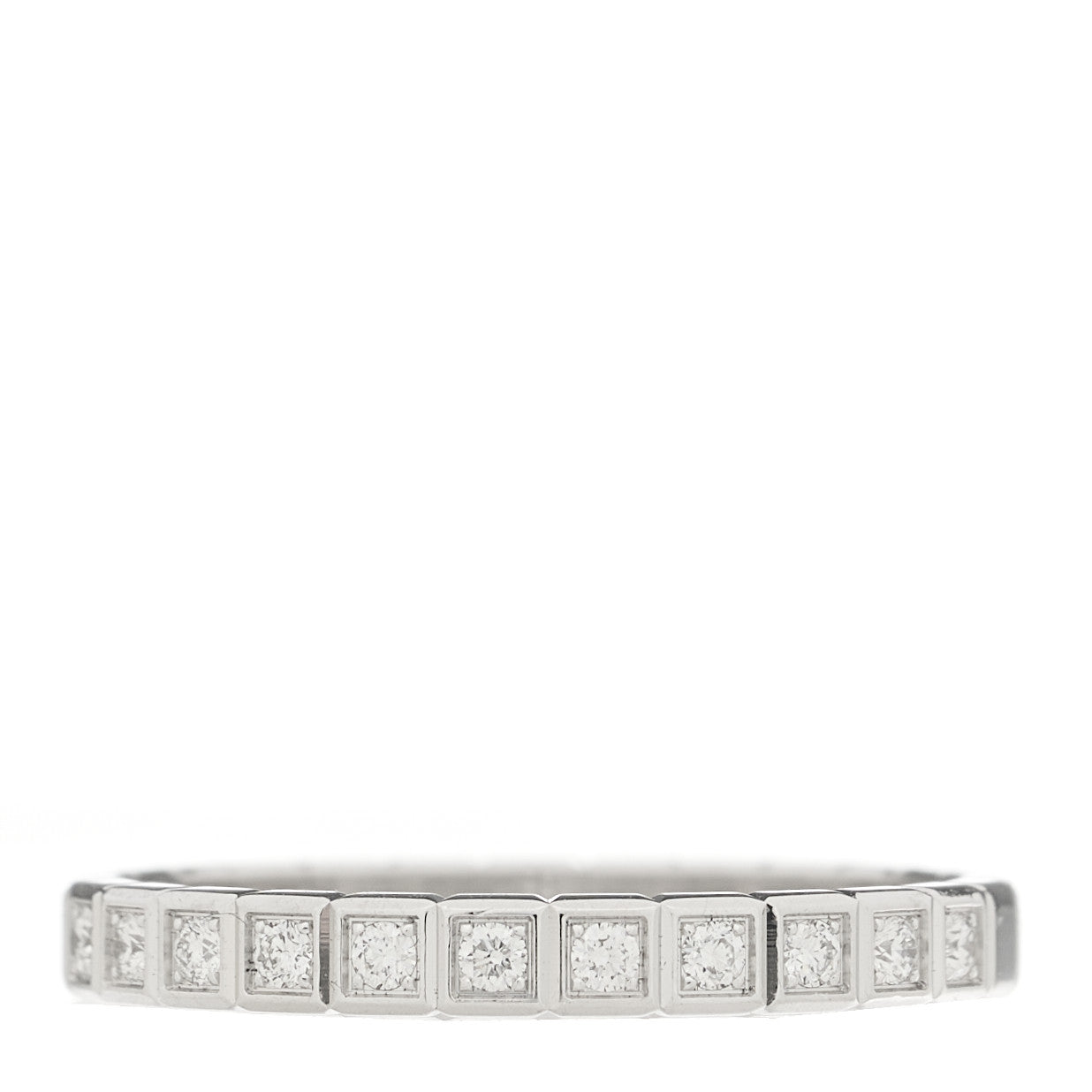 Chopard 18K White Gold Diamond Ice Cube Half Set Band Ring 53 6.5 1 of 7