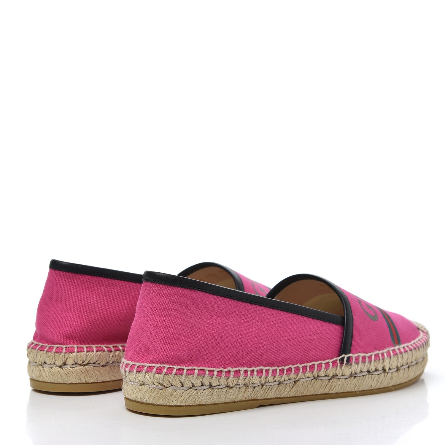 Gucci Canvas Logo Espadrilles 37.5 Cyclamen Rose Black 4 of 10