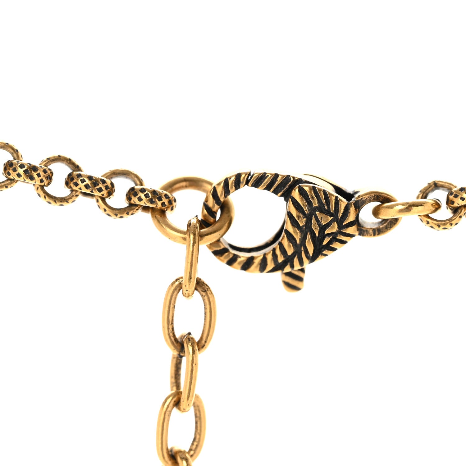 Gucci Crystal Embellished Double G Necklace Aged Gold 6 of 7