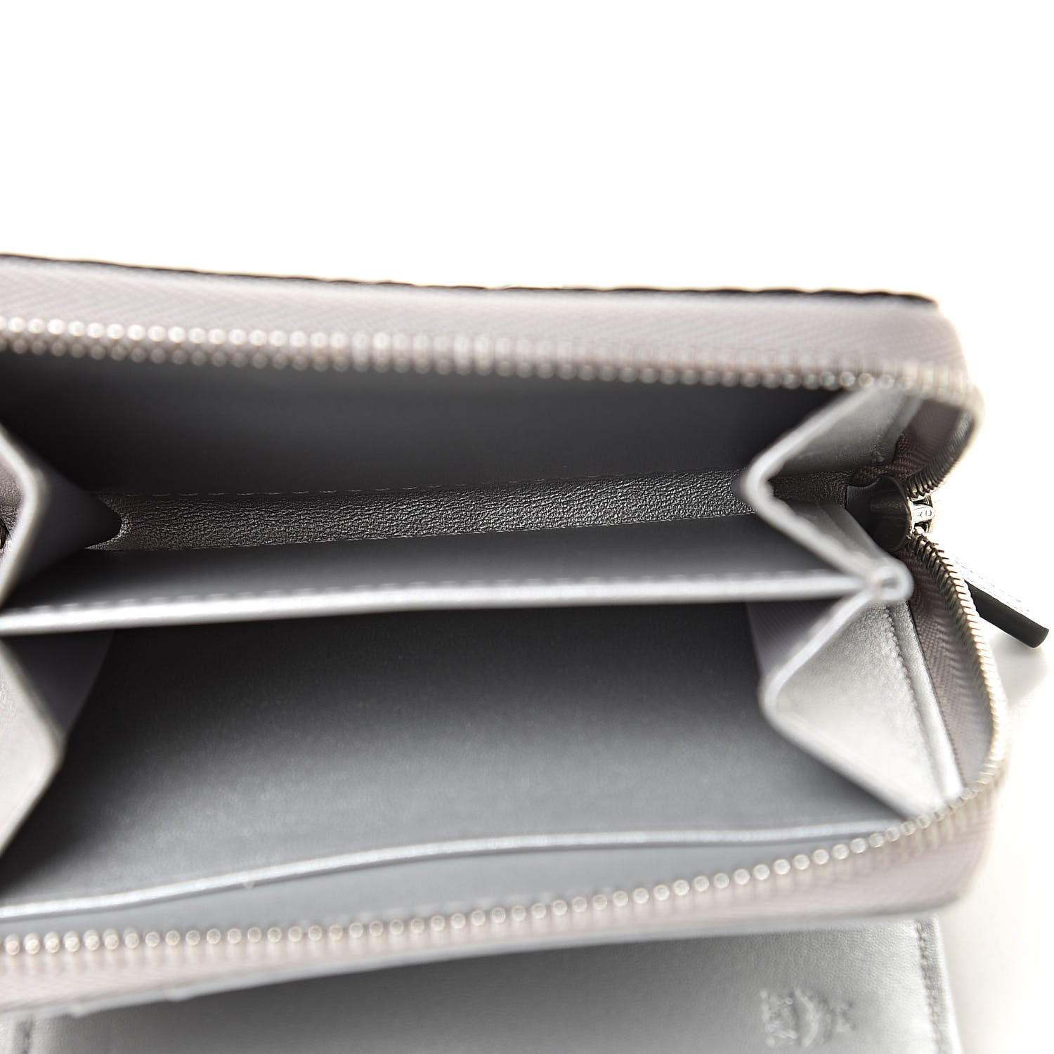 MCM Metallic Visetos Mini Zip Around Wallet Silver 6 of 9