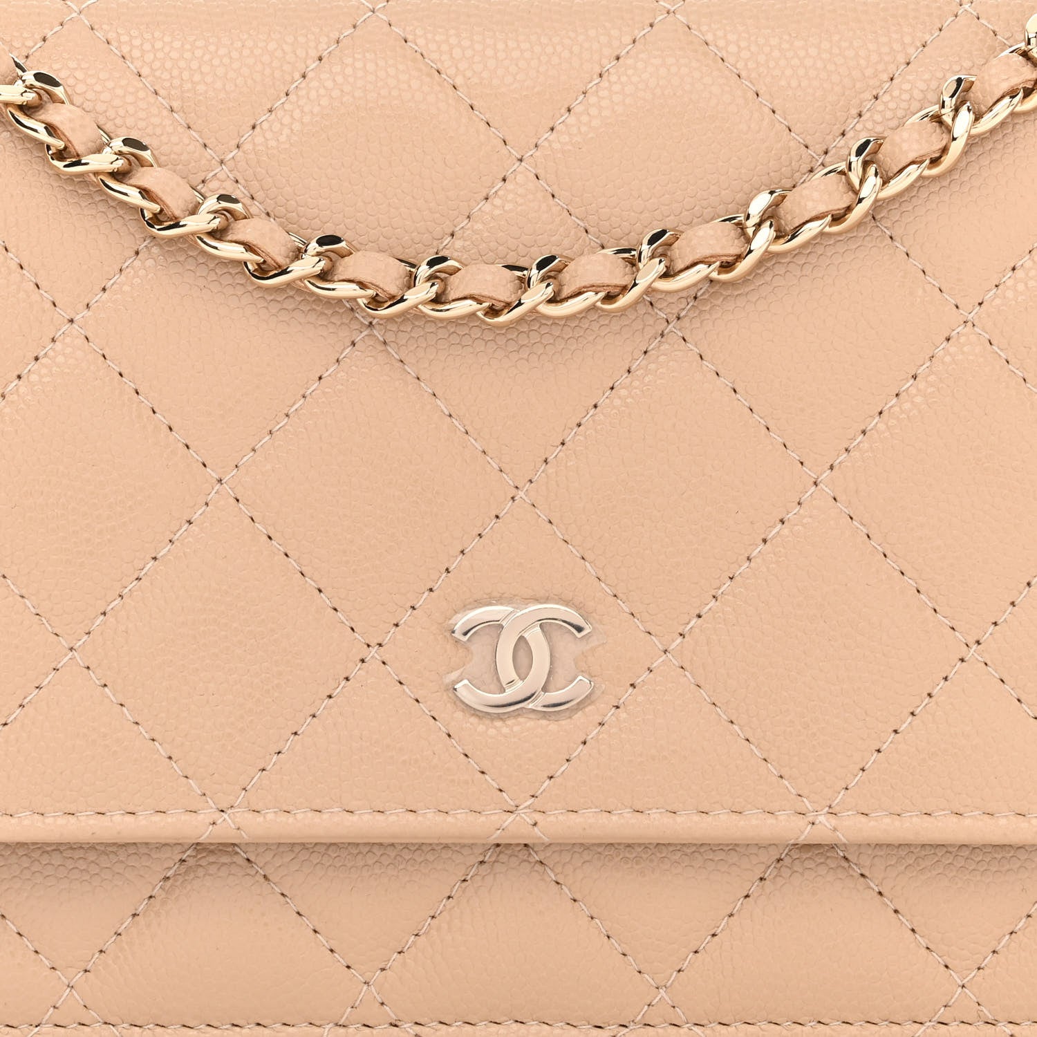 Chanel Caviar Quilted Wallet On Chain WOC Beige 9 of 12
