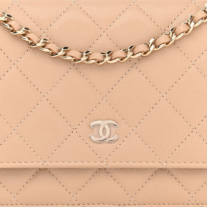 Chanel Caviar Quilted Wallet On Chain WOC Beige 9 of 12