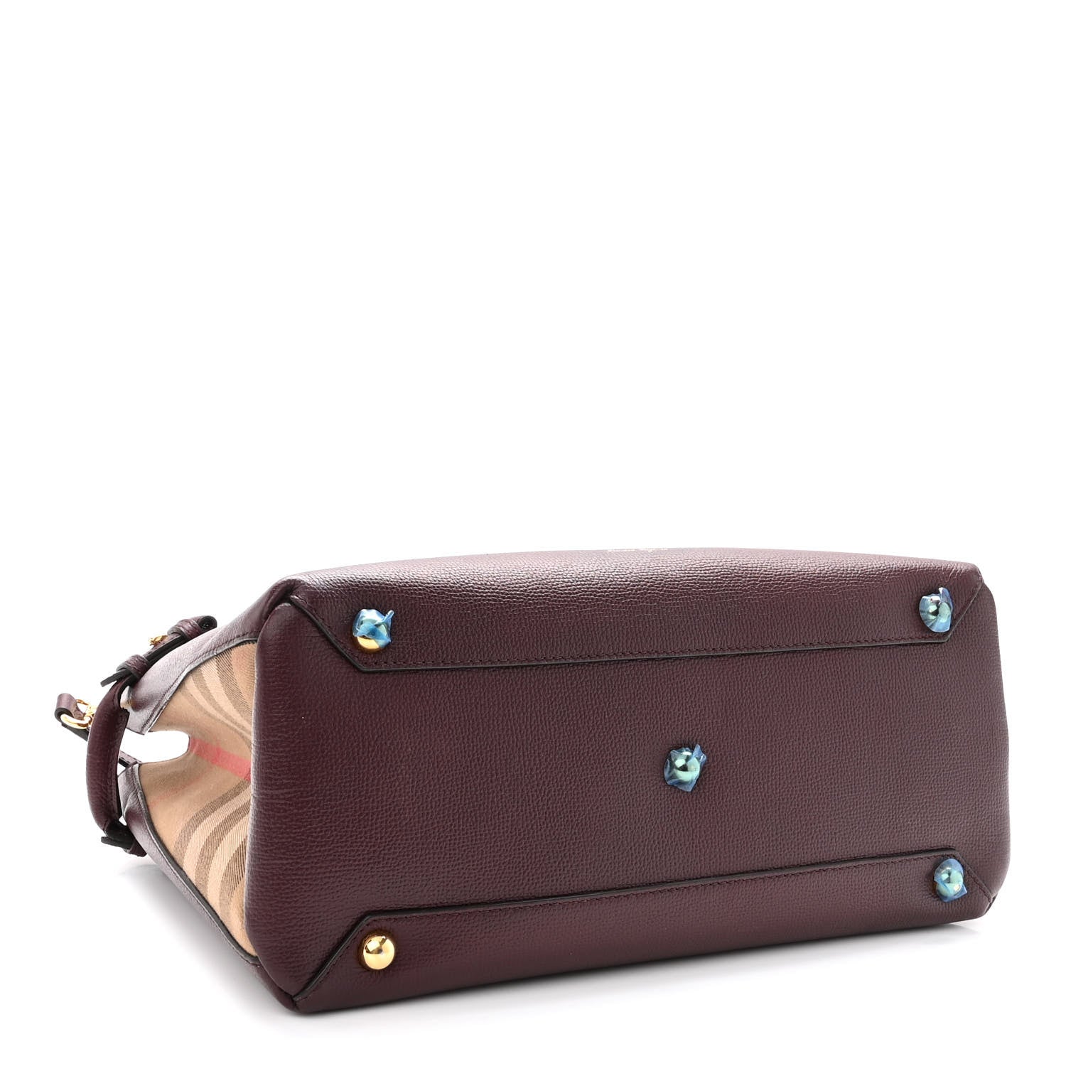 Burberry Grainy Calfskin House Check Medium Banner Tote Mahogany Red 4 of 9