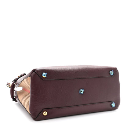Burberry Grainy Calfskin House Check Medium Banner Tote Mahogany Red 4 of 9