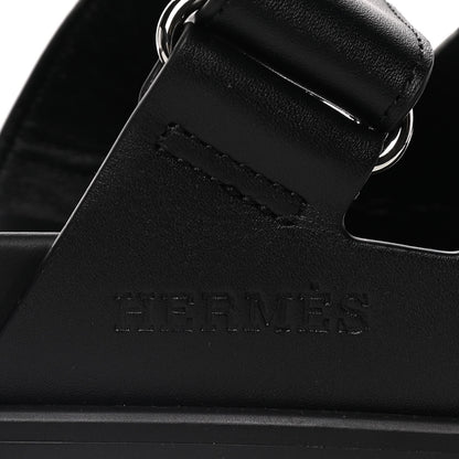 Hermes Calfskin Womens Chypre Sandals 36.5 Black 9 of 12