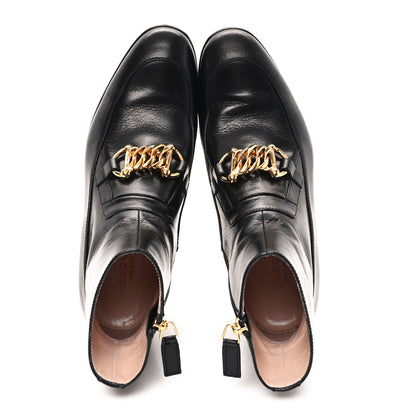 Gucci Goatskin Kitten Chain Horsebit Ankle Boots 37.5 Black 2 of 10