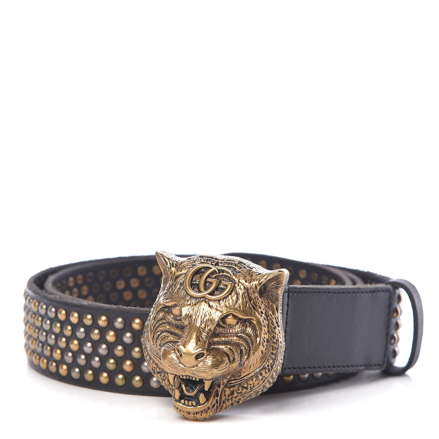 Calfskin Studded Feline Belt 105 42 Black