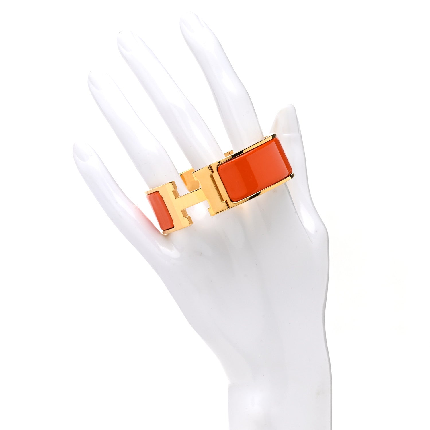 Hermes Enamel Wide Clic Clac H Bracelet GM Orange 2 of 5