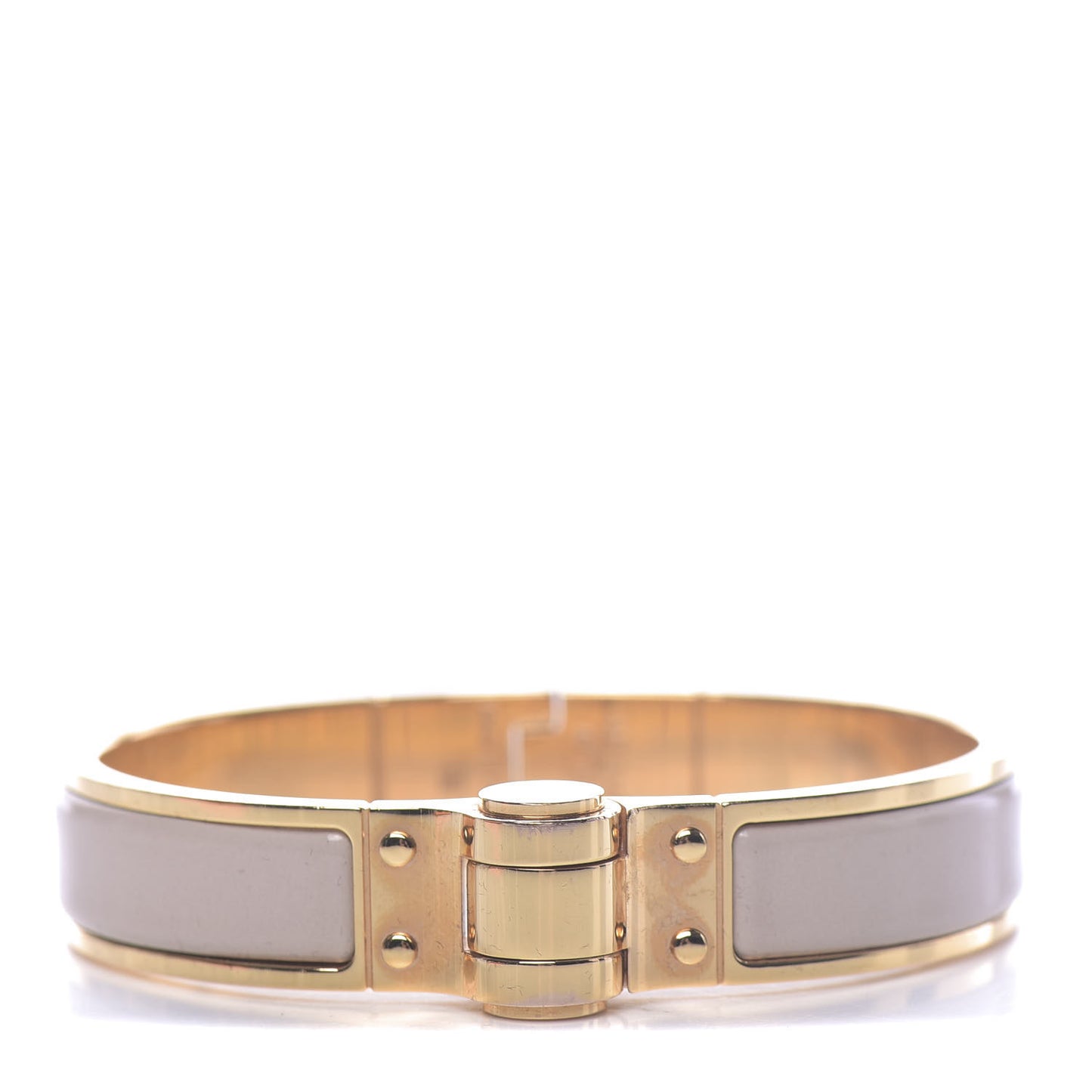 Enamel Charniere Uni Narrow Hinged Bracelet S Marron Glace