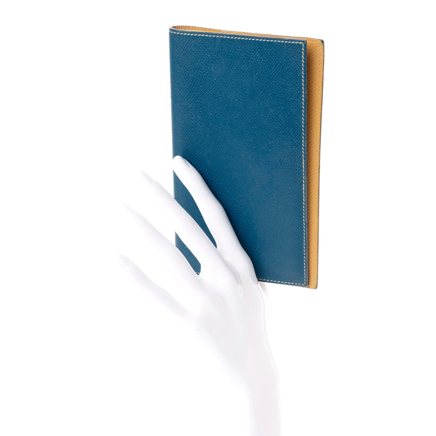 Hermes Courchevel Bi-Color Agenda Cover Bleu France Jaune 2 of 6