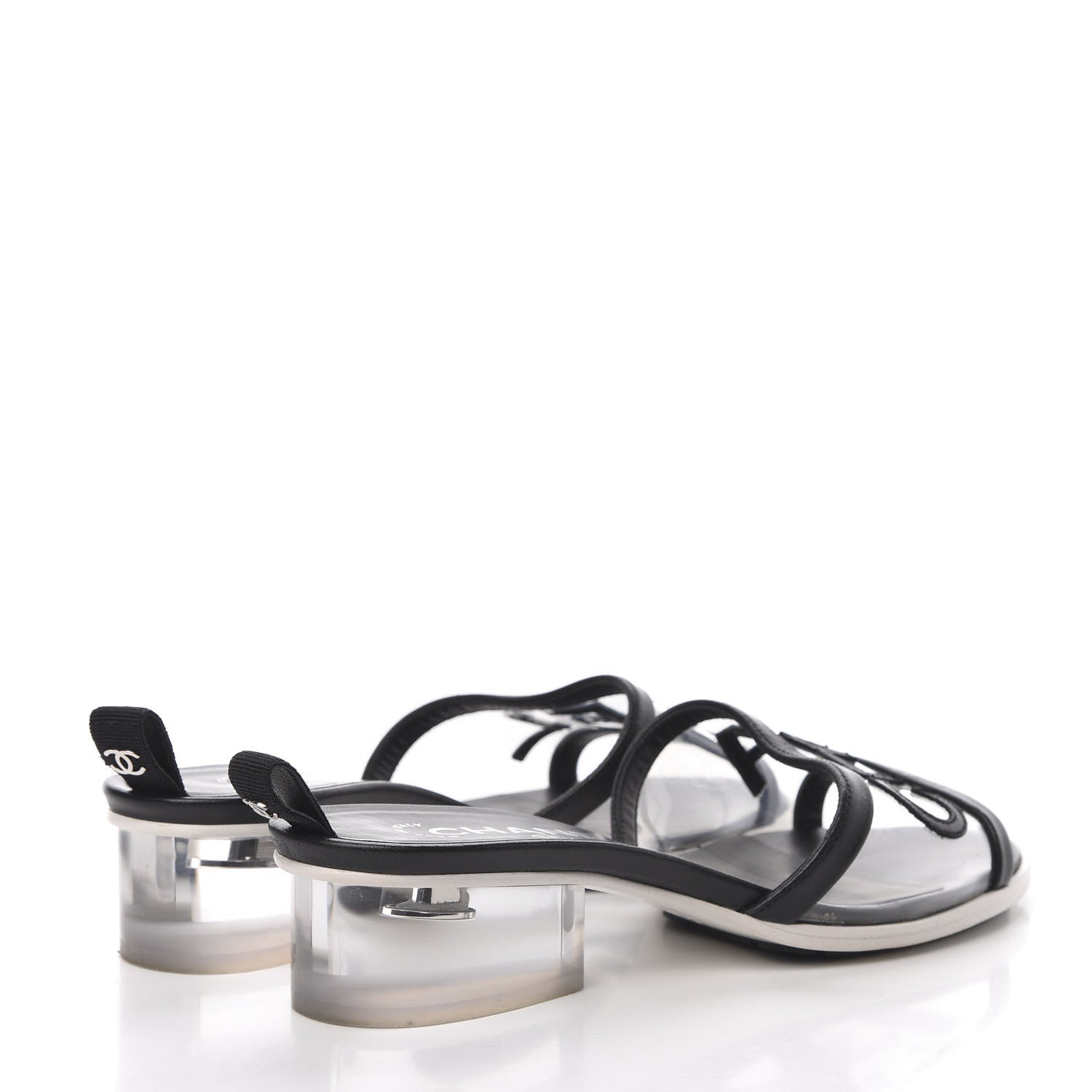 Chanel PVC Lambskin Logo Mules 37 Black 4 of 10