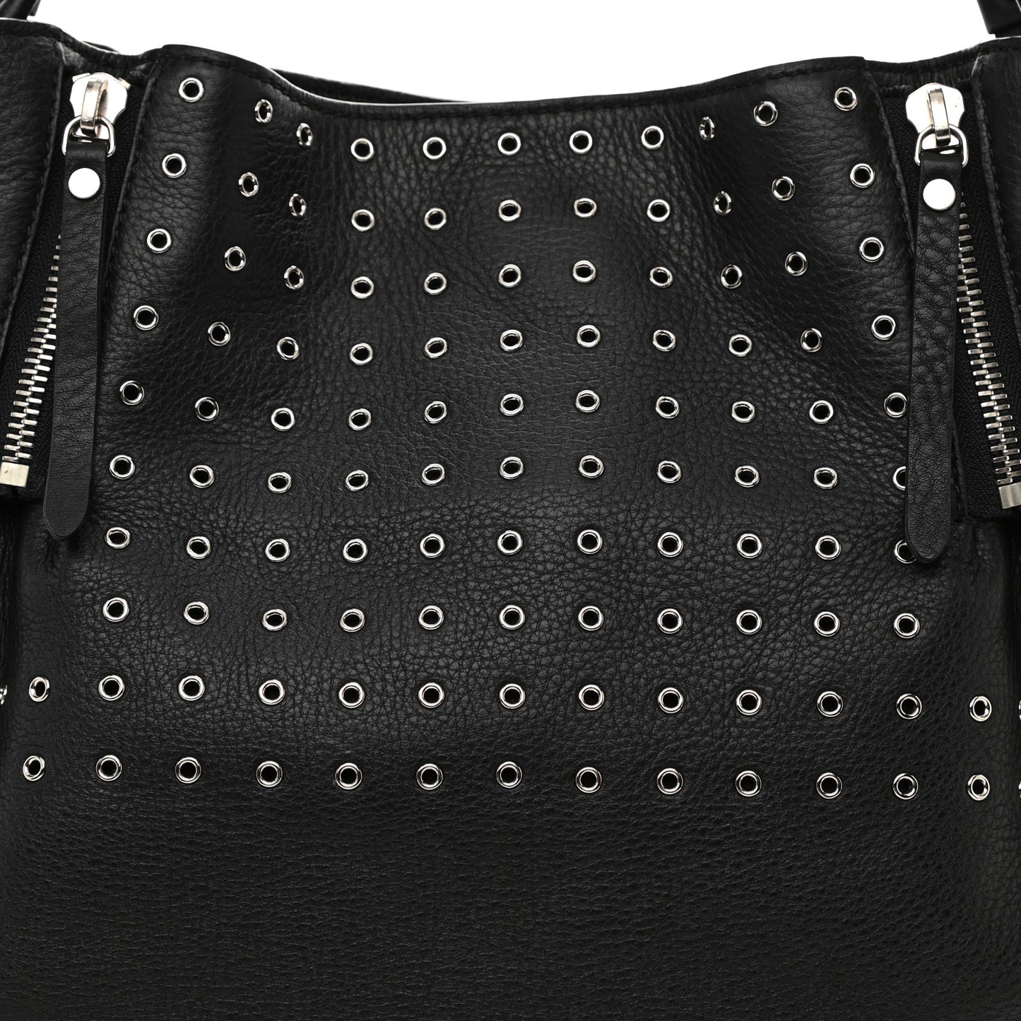 Calfskin Grommet Medium Maidstone Shoulder Bag Black