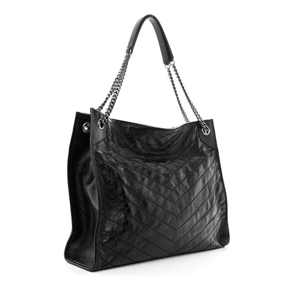 Saint Laurent Crinkled Calfskin Matelasse Monogram Large Niki Shopper Tote Black 3 of 11