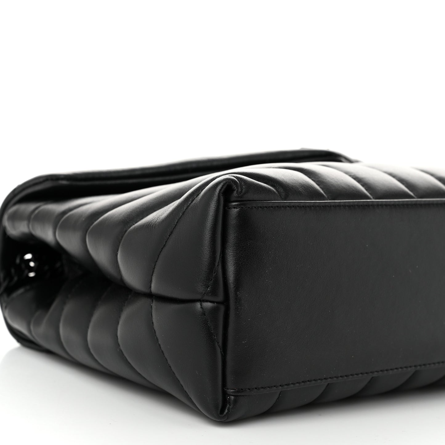 Calfskin Y Quilted Monogram Monochrome Small Loulou Chain Satchel Black