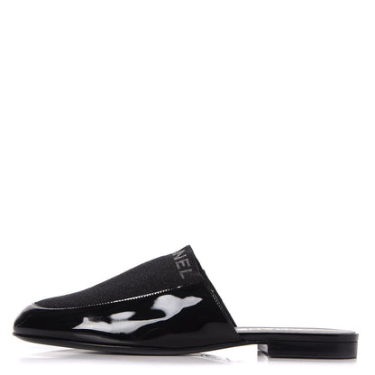 Chanel Fabric Patent Calfskin Mules 39 Black 1 of 9