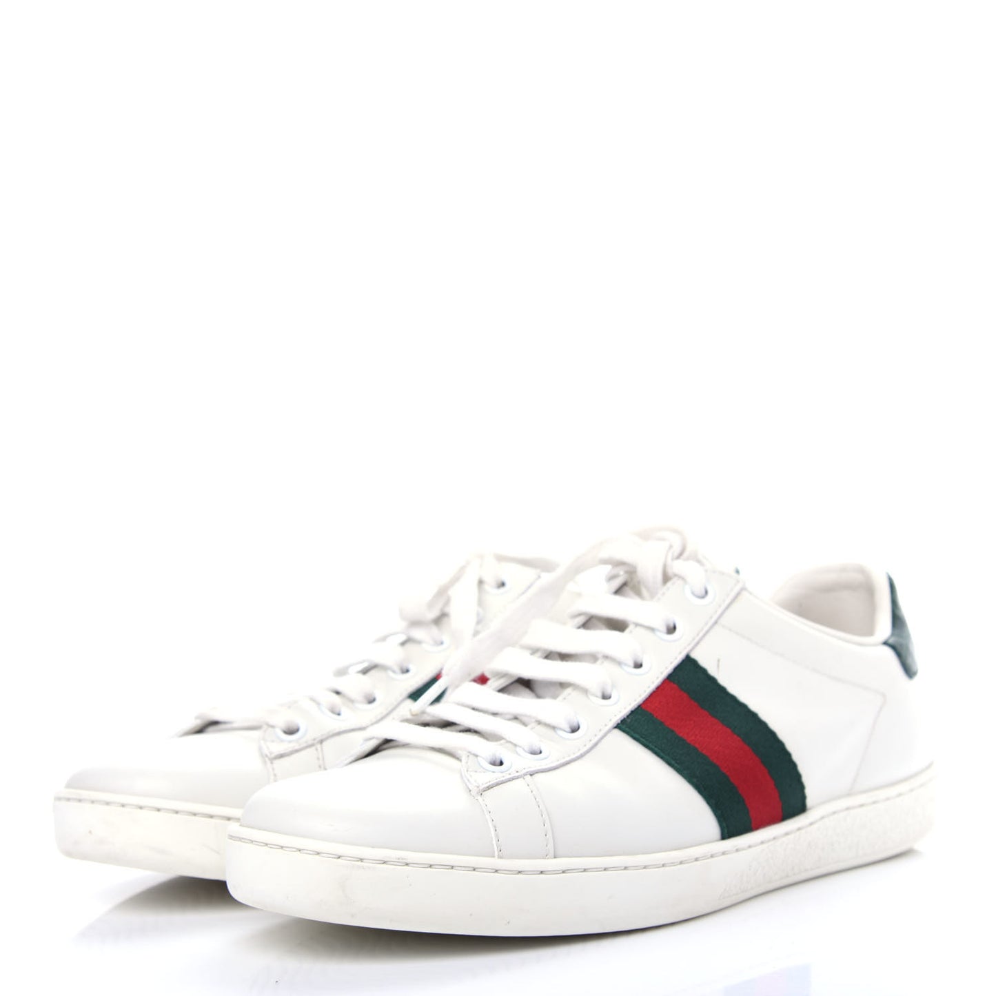 Calfskin Crocodile Web Womens Ace Sneakers 38 White Green