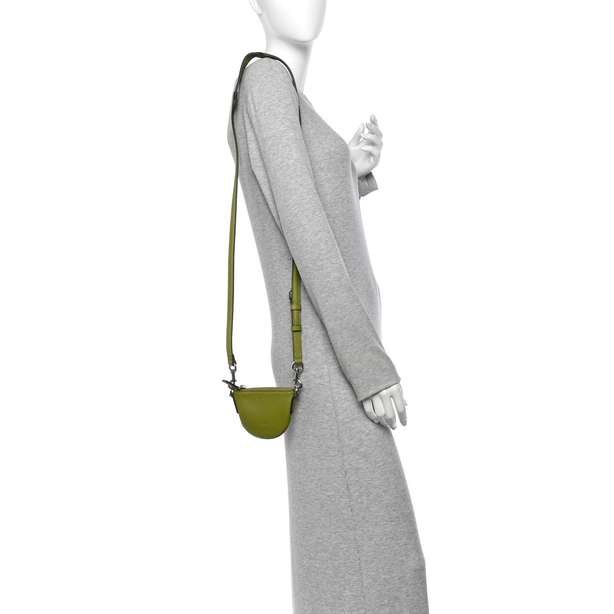Gucci Pebbled Calfskin Mini B Shoulder Bag Olive Green 2 of 10