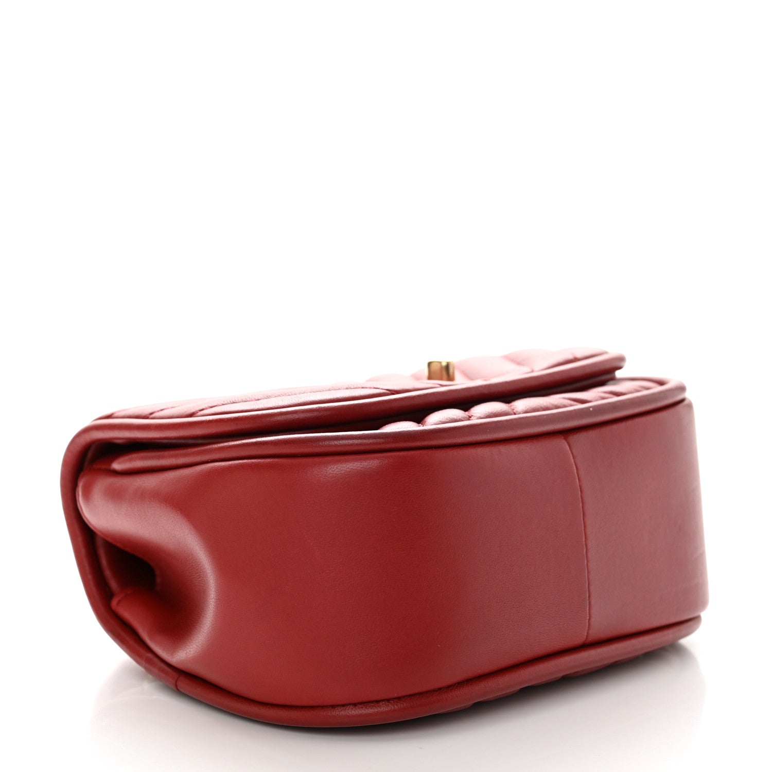 Chanel Lambskin Reverse Chevron Quilted Mini Round Top Handle Flap Red 4 of 10