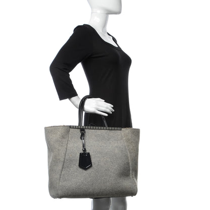 Fendi Felt Large 2Jours Tote Light Grey Black 2 of 7