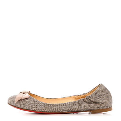 Christian Louboutin Glitter Luminor Gloriana Flat 39.5 Gold Nude 1 of 8