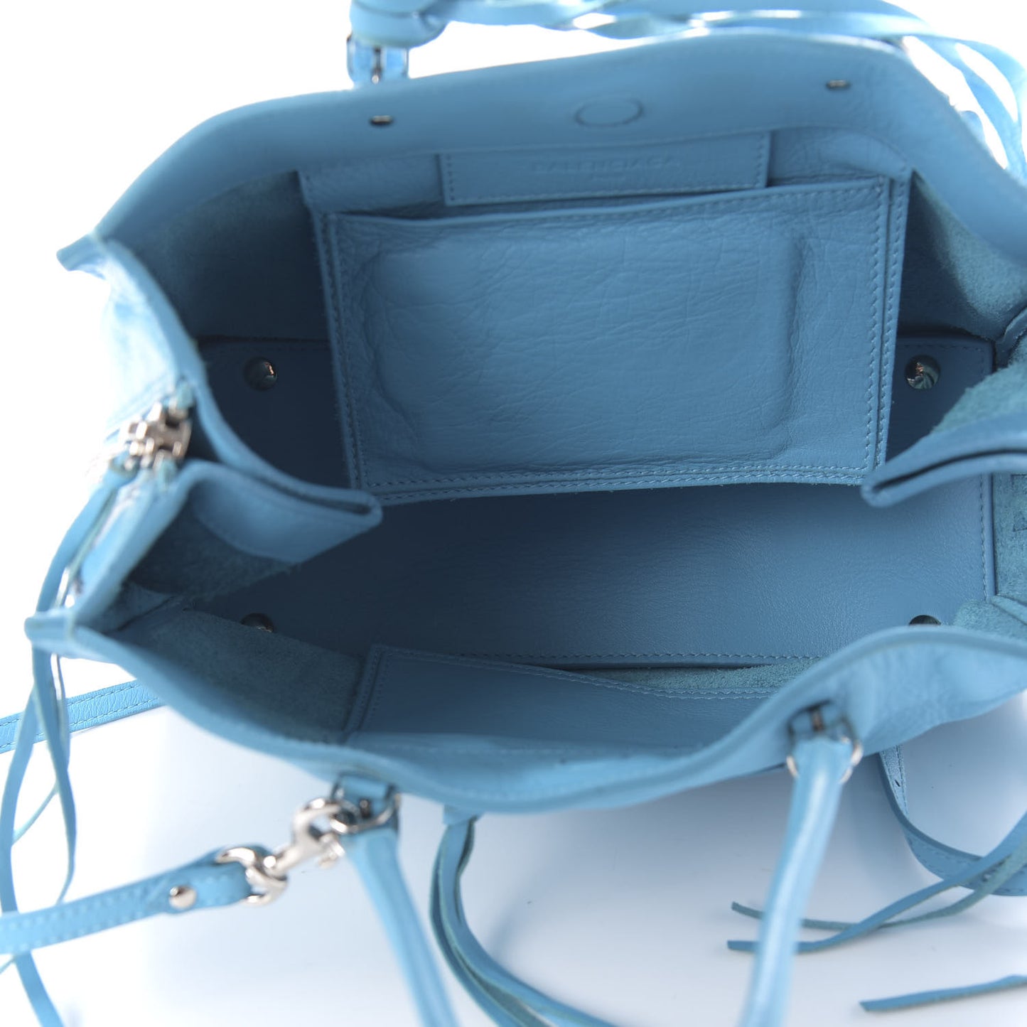 Supple Calfskin Papier A6 Zip Around Tote Bleu Caraibes