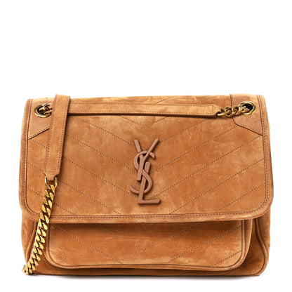 Saint Laurent Suede Monogram Medium Niki Chain Satchel Cinnamon 1 of 12