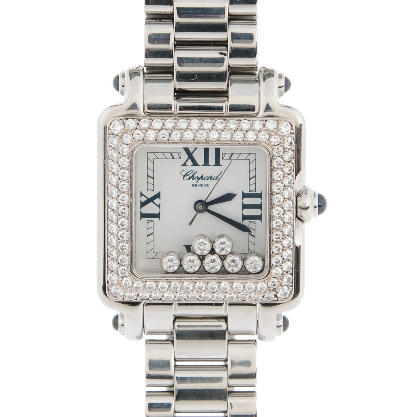Stainless Steel 7 Diamond Pave Bezel 27mm Happy Sport Quartz Watch