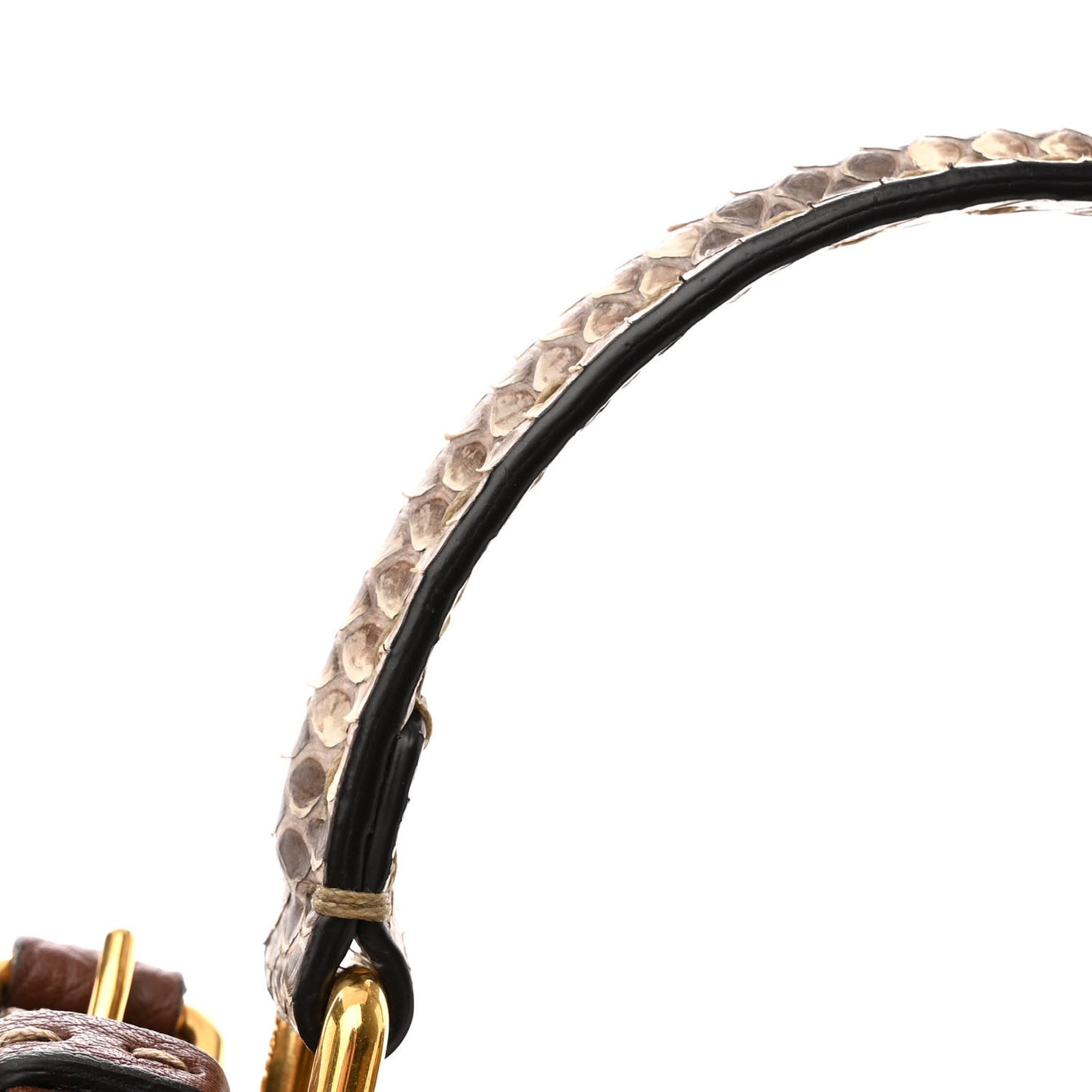Cuoio Romano Snakeskin Selleria Bi-Color Mini Peekaboo Iconic Satchel Ghianda Camelia White