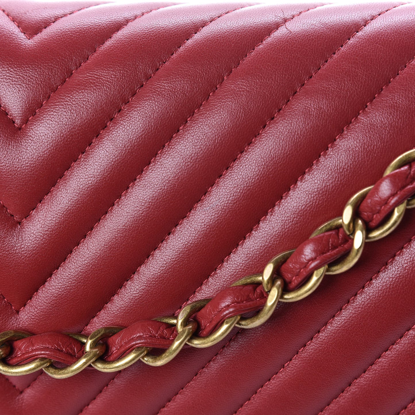 Lambskin Chevron Quilted Maxi Double Flap Red