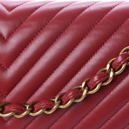 Chanel Lambskin Chevron Quilted Maxi Double Flap Red 26 of 26