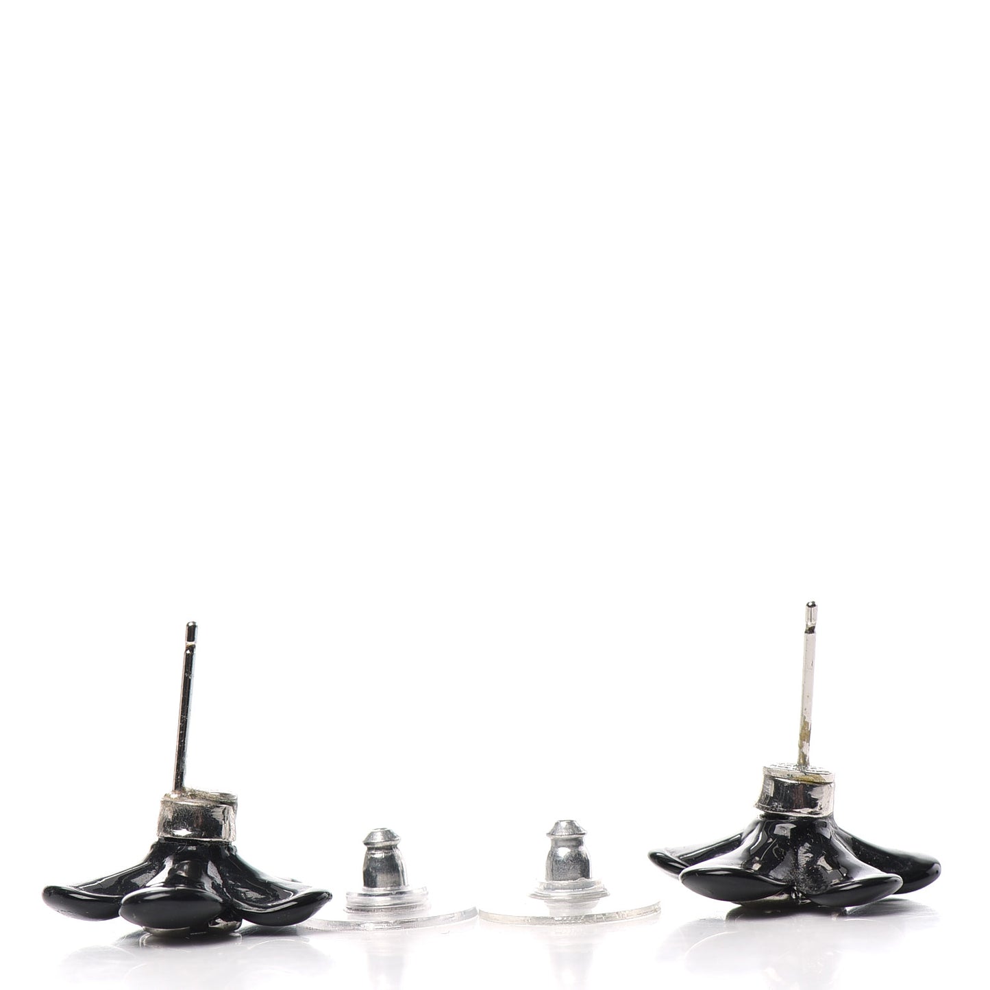 Flower CC Earrings Black Silver