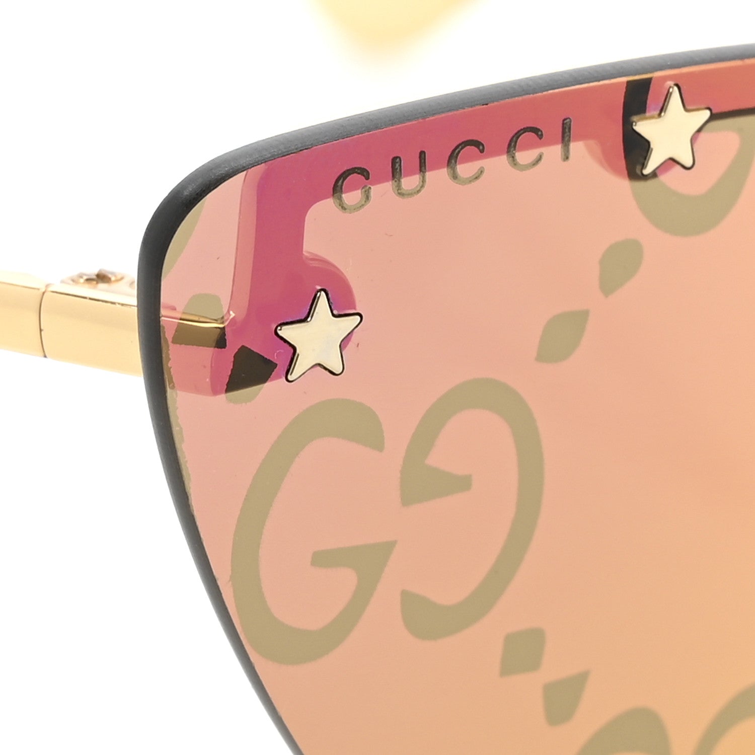 Gucci Metal Rimless Star Studded Monogram 90mm Cat Eye GG0666S
