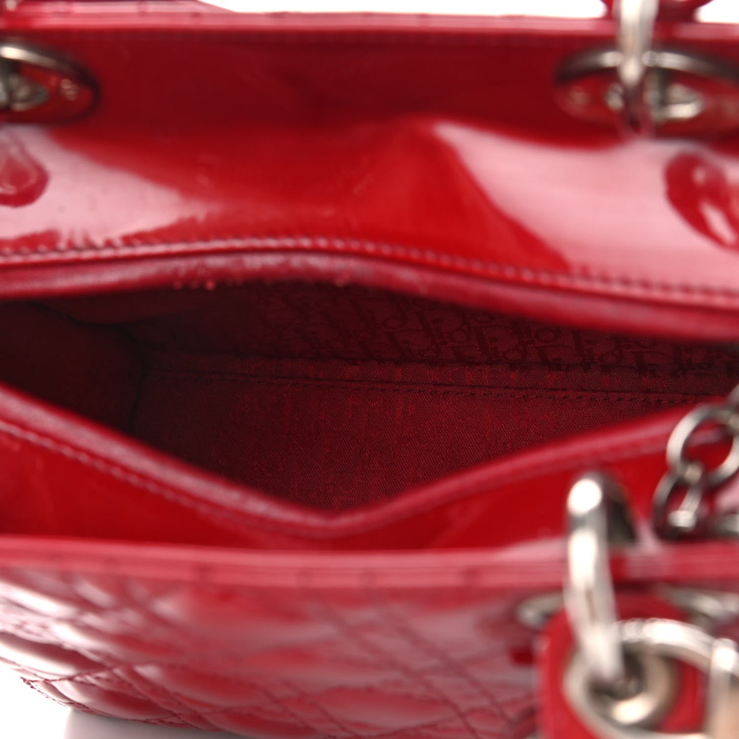 Patent Cannage Medium Lady Dior Red