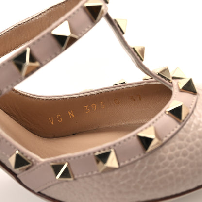 Valentino Garavani Pebbled Calfskin Rockstud Ankle Strap 100mm Pumps 37 Poudre 9 of 10