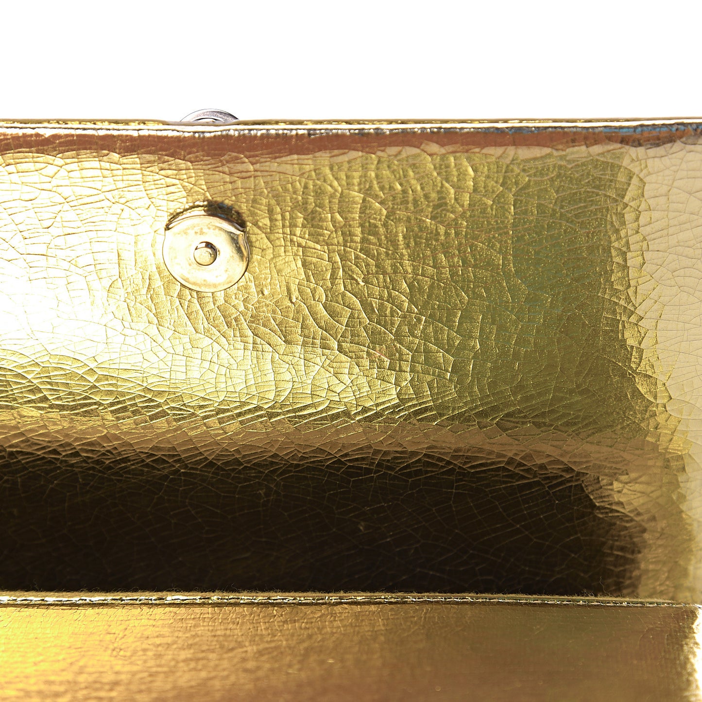 Metallic Crackled Calfskin Kate Monogram Tassel Chain Wallet Gold