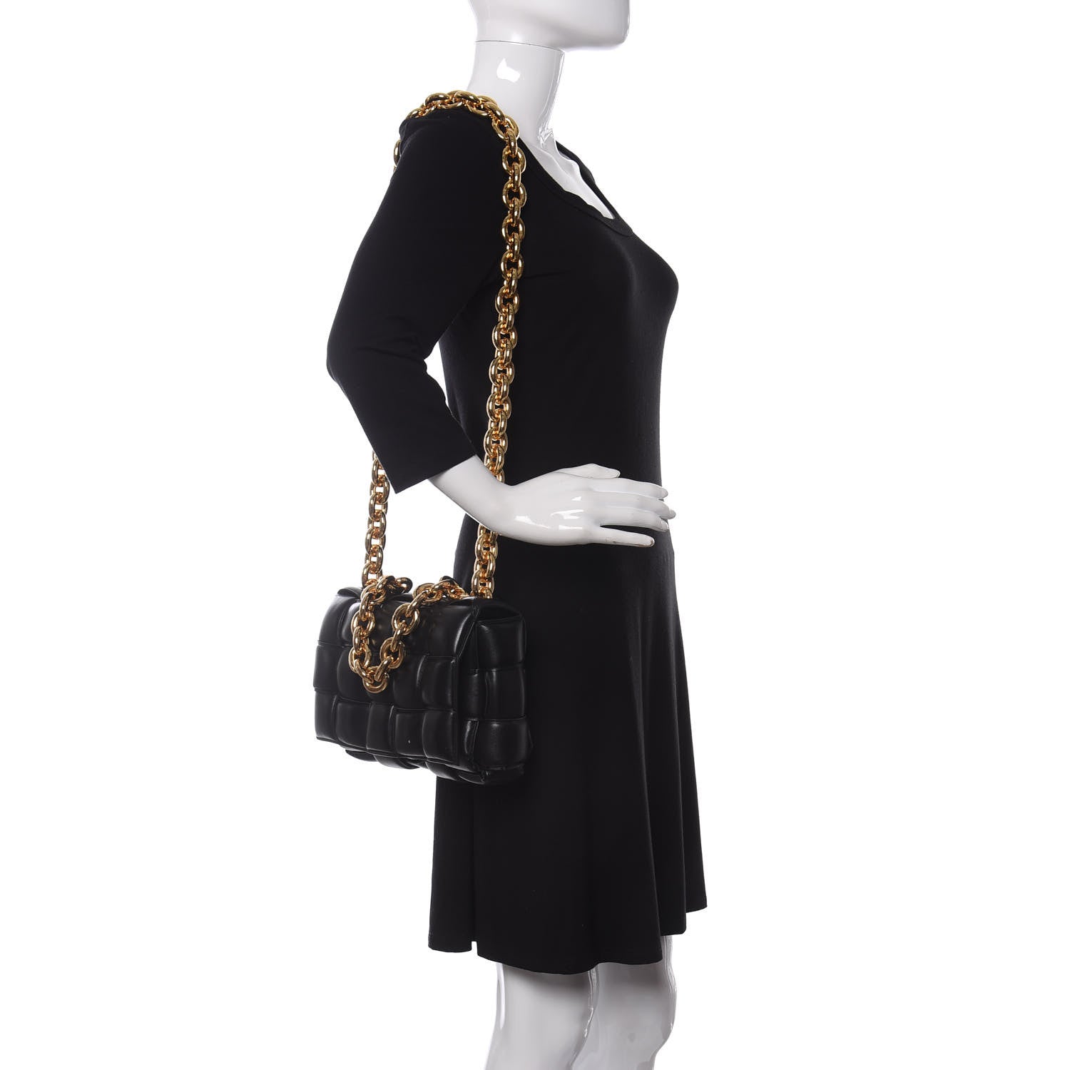 Bottega Veneta Lambskin Maxi Intreccio Padded Chain Cassette Crossbody Bag Black 2 of 9