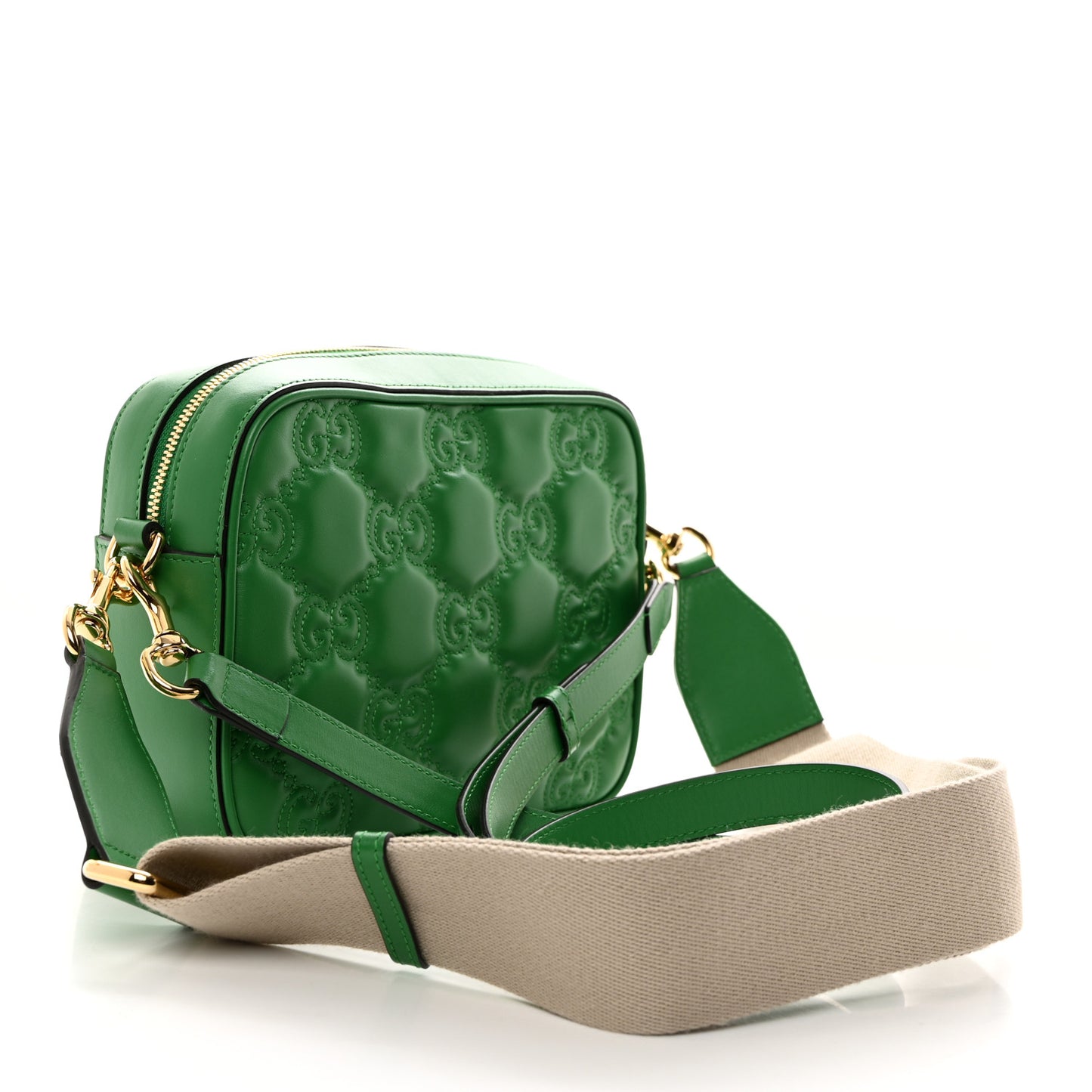 Calfskin GG Matelasse Shoulder Bag Spring Green Natural