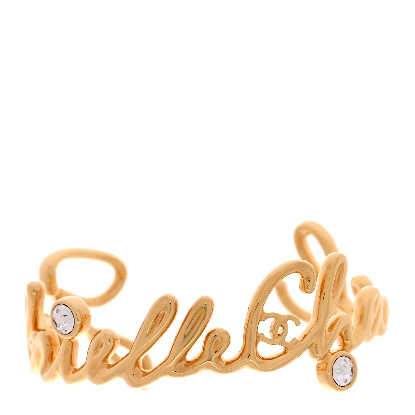 Metal Crystal Gabrielle Chanel Bracelet S Gold