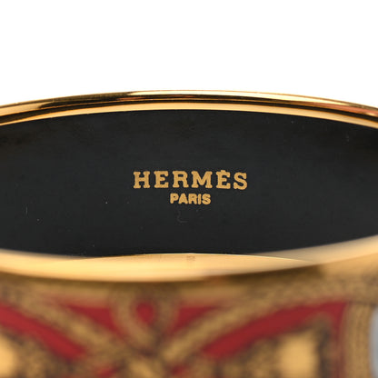Hermes Enamel Printed Wide Grand Apparat Bracelet 65 Rouge 3 of 4