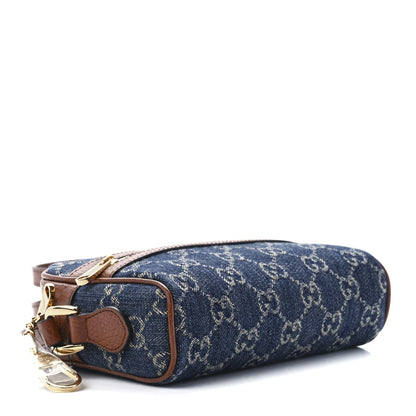 Gucci New Denim GG Monogram Dollar Calfskin Mini Ophidia Shoulder Bag Blue Tea Cuir Epilog 4 of 11